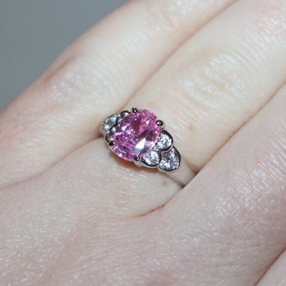 💖 Beautiful Silver Ring with Sparkling Pink CZ – Size 6.5 Romantic Glow · Fem - Picture 4 of 4
